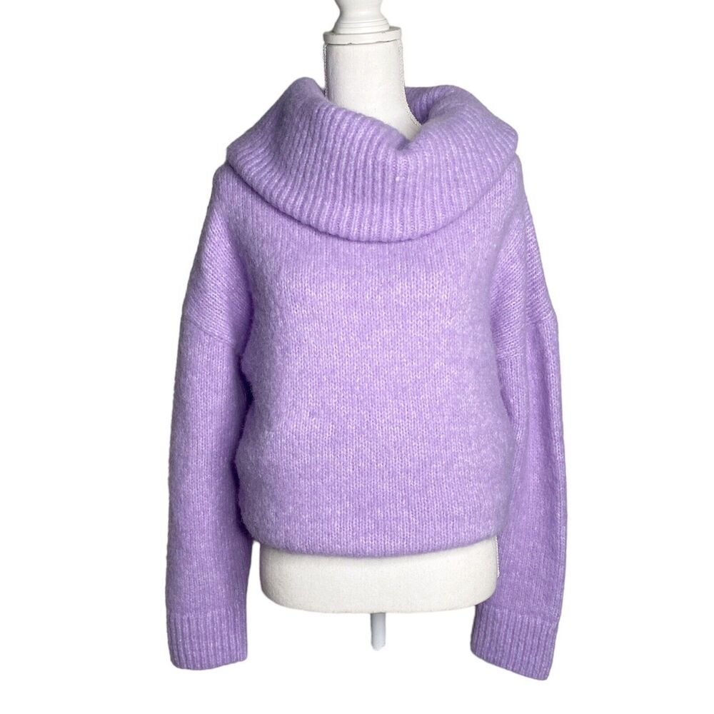 Banana Republic Lilac Purple Cowl Neck Alpaca Blend Cozy Sweater Large Women New